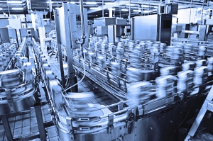 production line in modern dairy factory